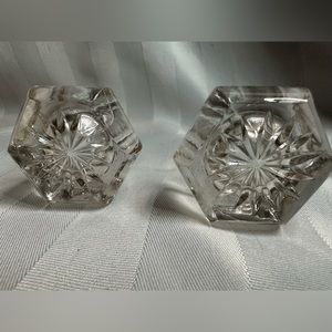 Set of 2 Vintage heavy lead crystal candle holders